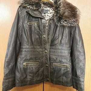 Distressed Faux Leather Jacket